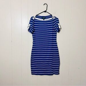Lauren Jeans co. Ralph Lauren Striped Nautical Blue Midi Dress Size SP NWT
